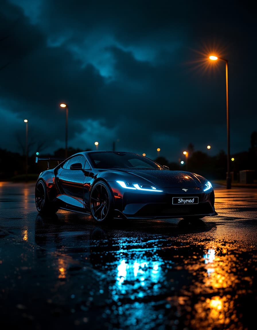 Showroom-ready Shyned finish on wet night curb